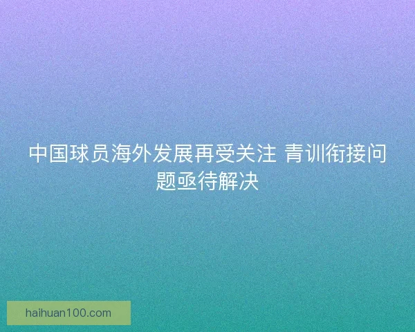 中国球员海外发展再受关注 青训衔接问题亟待解决
