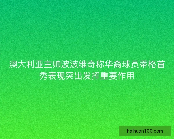 澳大利亚主帅波波维奇称华裔球员蒂格首秀表现突出发挥重要作用